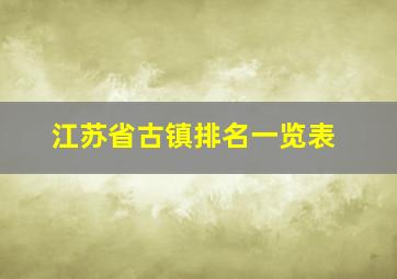 江苏省古镇排名一览表