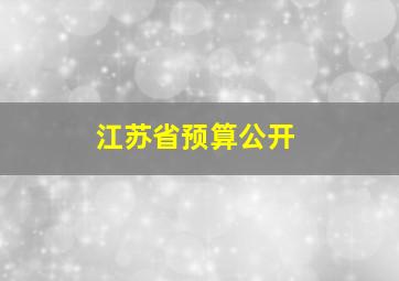 江苏省预算公开