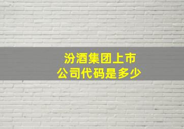 汾酒集团上市公司代码是多少