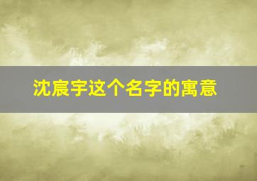 沈宸宇这个名字的寓意