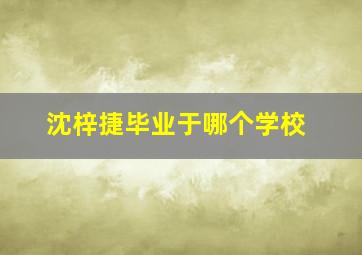 沈梓捷毕业于哪个学校