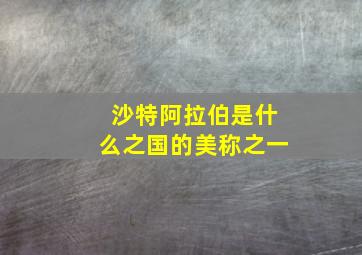 沙特阿拉伯是什么之国的美称之一