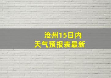 沧州15日内天气预报表最新