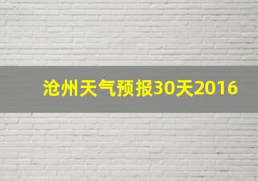 沧州天气预报30天2016