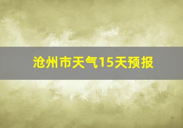 沧州市天气15天预报