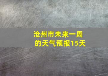 沧州市未来一周的天气预报15天