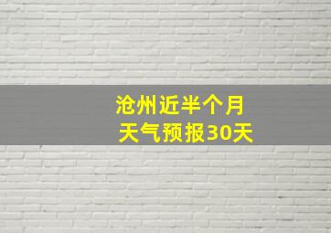 沧州近半个月天气预报30天