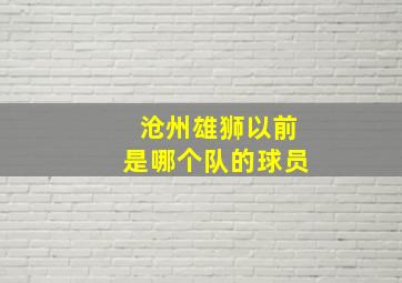 沧州雄狮以前是哪个队的球员