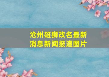 沧州雄狮改名最新消息新闻报道图片