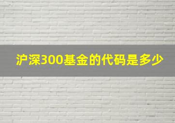 沪深300基金的代码是多少