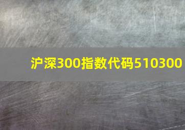 沪深300指数代码510300