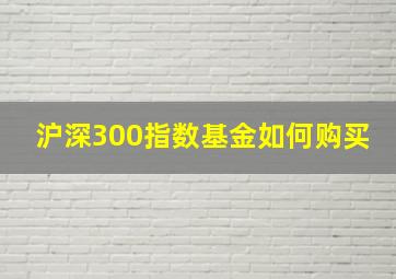 沪深300指数基金如何购买