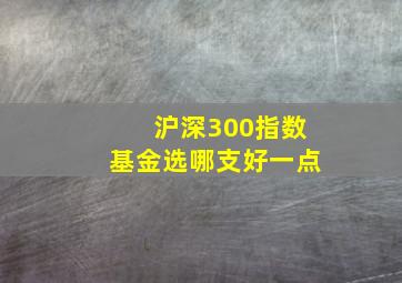 沪深300指数基金选哪支好一点