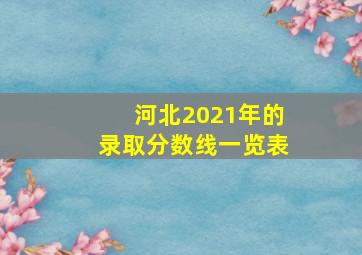 河北2021年的录取分数线一览表