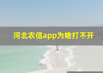 河北农信app为啥打不开