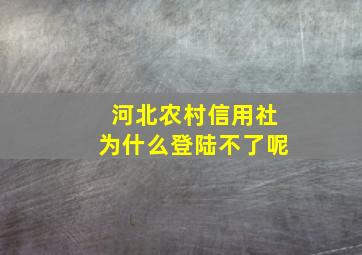 河北农村信用社为什么登陆不了呢