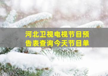 河北卫视电视节目预告表查询今天节目单