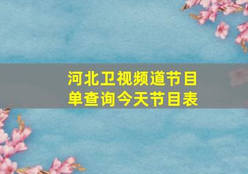 河北卫视频道节目单查询今天节目表