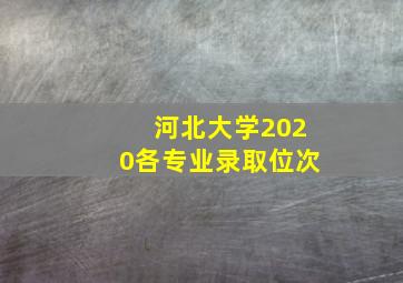 河北大学2020各专业录取位次