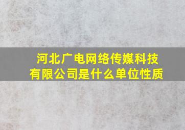 河北广电网络传媒科技有限公司是什么单位性质