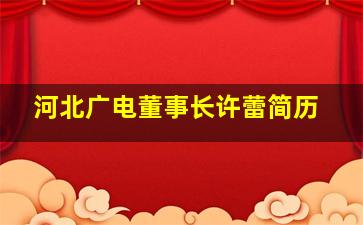 河北广电董事长许蕾简历