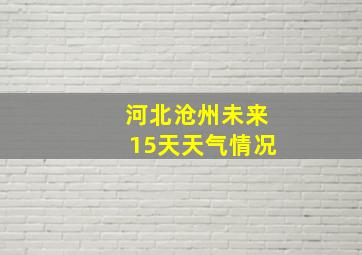 河北沧州未来15天天气情况