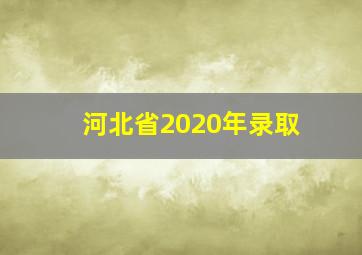 河北省2020年录取