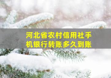 河北省农村信用社手机银行转账多久到账