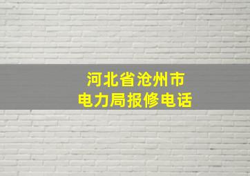 河北省沧州市电力局报修电话