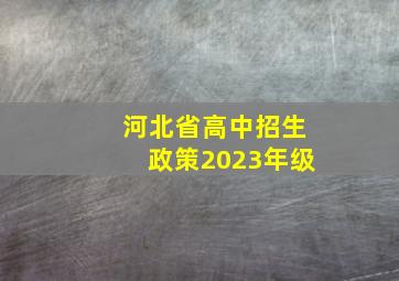 河北省高中招生政策2023年级