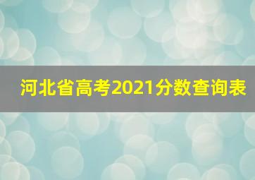 河北省高考2021分数查询表