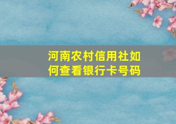 河南农村信用社如何查看银行卡号码