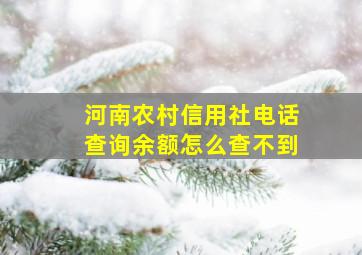 河南农村信用社电话查询余额怎么查不到