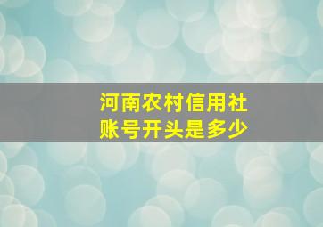 河南农村信用社账号开头是多少