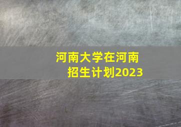 河南大学在河南招生计划2023