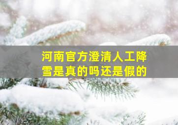 河南官方澄清人工降雪是真的吗还是假的