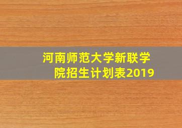 河南师范大学新联学院招生计划表2019