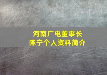 河南广电董事长陈宁个人资料简介