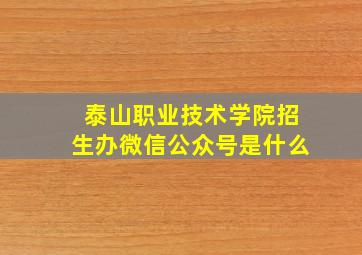 泰山职业技术学院招生办微信公众号是什么