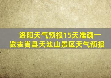 洛阳天气预报15天准确一览表嵩县天池山景区天气预报