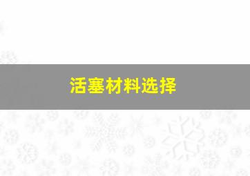 活塞材料选择