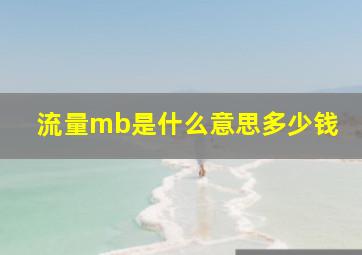 流量mb是什么意思多少钱