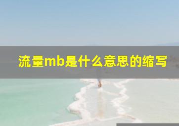 流量mb是什么意思的缩写