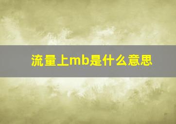 流量上mb是什么意思