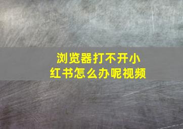 浏览器打不开小红书怎么办呢视频