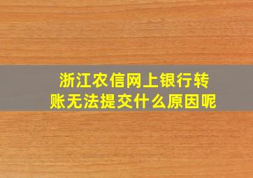 浙江农信网上银行转账无法提交什么原因呢