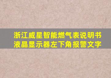 浙江威星智能燃气表说明书液晶显示器左下角报警文字