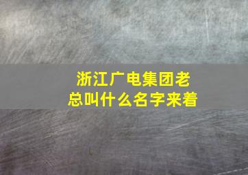 浙江广电集团老总叫什么名字来着