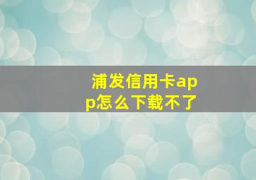 浦发信用卡app怎么下载不了