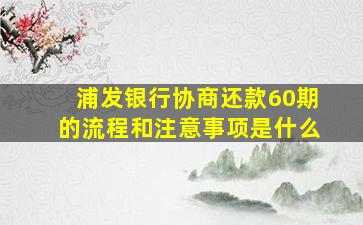 浦发银行协商还款60期的流程和注意事项是什么